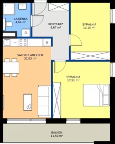 3 pokoje, mieszkanie 64,00 m², piętro 1, oferta nr D14, Osiedle Gwiezdna - budynek D, Sosnowiec, Zagórze, ul. Gwiezdna 18E