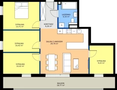 5 pokoi, mieszkanie 85,92 m², piętro 7, oferta nr D51, Osiedle Gwiezdna - budynek D, Sosnowiec, Zagórze, ul. Gwiezdna 18E