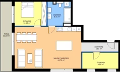 3 pokoje, mieszkanie 80,04 m², piętro 8, oferta nr D60, Osiedle Gwiezdna - budynek D, Sosnowiec, Zagórze, ul. Gwiezdna 18E