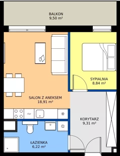 2 pokoje, mieszkanie 43,42 m², piętro 2, oferta nr D18, Osiedle Gwiezdna - budynek C,D, Sosnowiec, Zagórze, ul. Gwiezdna 18E