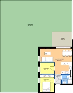 3 pokoje, mieszkanie 46,45 m², parter, oferta nr D2, Osiedle Gwiezdna - budynek D, Sosnowiec, Zagórze, ul. Gwiezdna 18E
