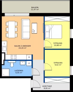 3 pokoje, mieszkanie 59,10 m², piętro 1, oferta nr D12, Osiedle Gwiezdna - budynek D, Sosnowiec, Zagórze, ul. Gwiezdna 18E