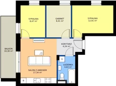 4 pokoje, mieszkanie 56,00 m², piętro 1, oferta nr K6, Osiedle Dębowy Park - budynek K, Siemianowice Śląskie, Bytków, ul. Oświęcimska 7a