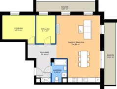 3 pokoje, mieszkanie 73,27 m², piętro 4, oferta nr K26, Osiedle Dębowy Park - budynek K, Siemianowice Śląskie, Bytków, ul. Oświęcimska 7a