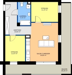 3 pokoje, mieszkanie 63,65 m², piętro 1, oferta nr K9, Osiedle Dębowy Park - budynek K, Siemianowice Śląskie, Bytków, ul. Oświęcimska 7a
