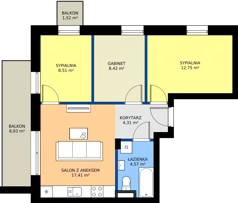 4 pokoje, mieszkanie 55,97 m², piętro 4, oferta nr K22, Osiedle Dębowy Park - budynek K, Siemianowice Śląskie, Bytków, ul. Oświęcimska 7a