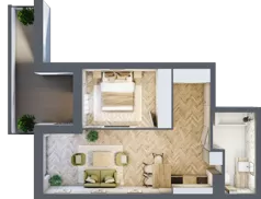 2 pokoje, apartament 44,62 m², piętro 1, oferta nr M11, Apartamenty Przystań, Olecko, ul. Kościuszki