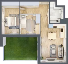 3 pokoje, mieszkanie 59,20 m², parter, oferta nr A.2, Parkove Love, Łódź, Bałuty, ul. Górnicza 12/14 