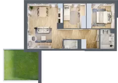 3 pokoje, mieszkanie 59,57 m², parter, oferta nr A.8, Parkove Love, Łódź, Bałuty, ul. Górnicza 12/14 