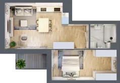 2 pokoje, mieszkanie 43,89 m², piętro 3, oferta nr A.34, Parkove Love, Łódź, Bałuty, ul. Górnicza 12/14 