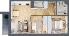 3 pokoje, mieszkanie 55,97 m², parter, oferta nr B.3, Parkove Love, Łódź, Bałuty, ul. Górnicza 12/14 