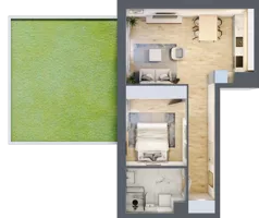 2 pokoje, mieszkanie 44,69 m², parter, oferta nr B.37, Parkove Love, Łódź, Bałuty, ul. Górnicza 12/14 