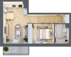 2 pokoje, mieszkanie 44,69 m², piętro 3, oferta nr B.58, Parkove Love, Łódź, Bałuty, ul. Górnicza 12/14 