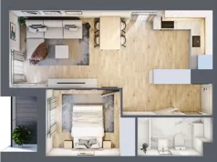 2 pokoje, mieszkanie 43,78 m², piętro 1, oferta nr C/M1/1, Stara Cegielnia etap III, Mielec, ul. Wojsławska 1