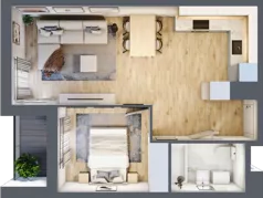 2 pokoje, mieszkanie 41,86 m², piętro 2, oferta nr C/M55/2, Stara Cegielnia etap III, Mielec, ul. Wojsławska 1