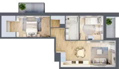 3 pokoje, mieszkanie 53,43 m², piętro 3, oferta nr C/M65/3, Stara Cegielnia etap III, Mielec, ul. Wojsławska 1