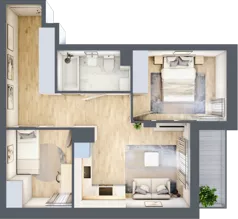 3 pokoje, mieszkanie 48,59 m², piętro 1, oferta nr C/M50/1, Stara Cegielnia etap III, Mielec, ul. Wojsławska 1