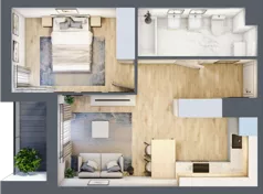 2 pokoje, mieszkanie 39,88 m², piętro 1, oferta nr C/M47/1, Stara Cegielnia etap III, Mielec, ul. Wojsławska 1