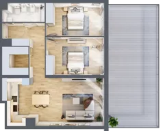 3 pokoje, mieszkanie 80,50 m², piętro 1, oferta nr C/M3/1, Stara Cegielnia etap III, Mielec, ul. Wojsławska 1
