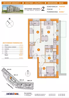 3 pokoje, mieszkanie 50,53 m², piętro 3, oferta nr BII/B19, Bocianie Gniazdo 2, Szczecin, Północ, Żelechowa, ul. Małe Błonia