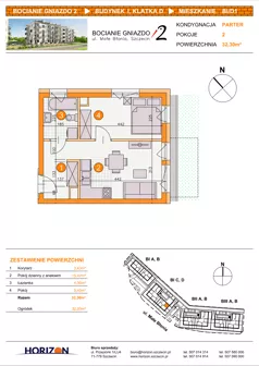 2 pokoje, mieszkanie 32,30 m², parter, oferta nr BI/D1, Bocianie Gniazdo 2, Szczecin, Północ, Żelechowa, ul. Małe Błonia