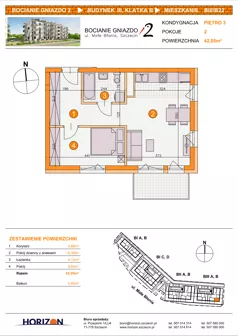 2 pokoje, mieszkanie 42,05 m², piętro 3, oferta nr BIII/B22, Bocianie Gniazdo 2, Szczecin, Północ, Żelechowa, ul. Małe Błonia