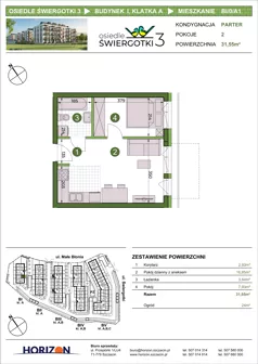 2 pokoje, mieszkanie 31,55 m², parter, oferta nr BI/0/A1, Osiedle Świergotki 3, Szczecin, Północ, Żelechowa, ul. Małe Błonia