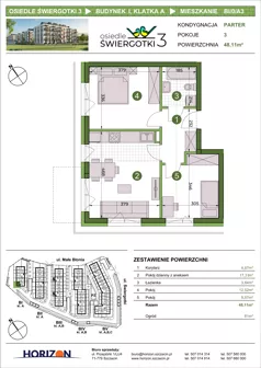 3 pokoje, mieszkanie 48,11 m², parter, oferta nr BI/0/A3, Osiedle Świergotki 3, Szczecin, Północ, Żelechowa, ul. Małe Błonia