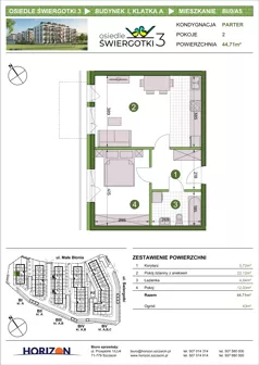 2 pokoje, mieszkanie 44,71 m², parter, oferta nr BI/0/A5, Osiedle Świergotki 3, Szczecin, Północ, Żelechowa, ul. Małe Błonia