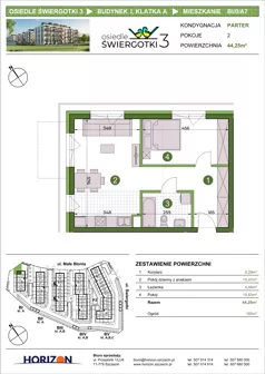 2 pokoje, mieszkanie 44,25 m², parter, oferta nr BI/0/A7, Osiedle Świergotki 3, Szczecin, Północ, Żelechowa, ul. Małe Błonia