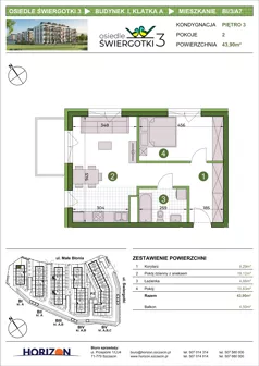 2 pokoje, mieszkanie 43,90 m², piętro 3, oferta nr BI/3/A7, Osiedle Świergotki 3, Szczecin, Północ, Żelechowa, ul. Małe Błonia