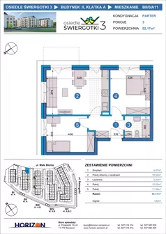 3 pokoje, mieszkanie 51,79 m², piętro 3, oferta nr BII/3/A10, Osiedle Świergotki 3, Szczecin, Północ, Żelechowa, ul. Małe Błonia