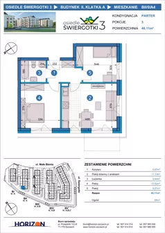 3 pokoje, mieszkanie 48,11 m², parter, oferta nr BII/0/A4, Osiedle Świergotki 3, Szczecin, Północ, Żelechowa, ul. Małe Błonia