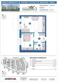 2 pokoje, mieszkanie 44,71 m², parter, oferta nr BII/0/A8, Osiedle Świergotki 3, Szczecin, Północ, Żelechowa, ul. Małe Błonia