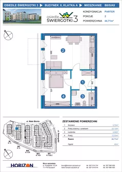 2 pokoje, mieszkanie 44,71 m², parter, oferta nr BII/0/A9, Osiedle Świergotki 3, Szczecin, Północ, Żelechowa, ul. Małe Błonia