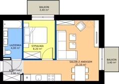 2 pokoje, apartament inwestycyjny 36,10 m², piętro 2, oferta nr B1.10, Rezydencja Chłabówka, Zakopane, ul. Chłabówka Górna