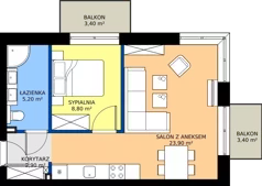 2 pokoje, apartament inwestycyjny 40,80 m², parter, oferta nr B1.2, Rezydencja Chłabówka, Zakopane, ul. Chłabówka Górna