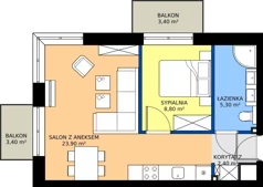 2 pokoje, apartament inwestycyjny 40,40 m², parter, oferta nr B1.5, Rezydencja Chłabówka, Zakopane, ul. Chłabówka Górna