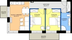 3 pokoje, apartament inwestycyjny 53,60 m², piętro 1, oferta nr B1.8, Rezydencja Chłabówka, Zakopane, ul. Chłabówka Górna