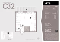 1 pokój, mieszkanie 84,55 m², piętro 3, oferta nr C32, Livo, Warszawa, Białołęka, Grodzisk, ul. Tajemna 12