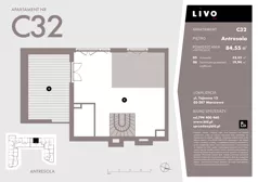 1 pokój, mieszkanie 84,55 m², piętro 3, oferta nr C32, Livo, Warszawa, Białołęka, Grodzisk, ul. Tajemna 12