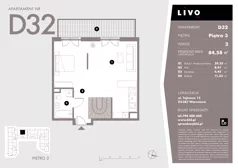 1 pokój, mieszkanie 84,58 m², piętro 3, oferta nr D32, Livo, Warszawa, Białołęka, Grodzisk, ul. Tajemna 12