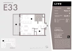 1 pokój, mieszkanie 55,49 m², piętro 3, oferta nr E33, Livo, Warszawa, Białołęka, Grodzisk, ul. Tajemna 12