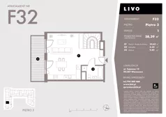 1 pokój, mieszkanie 58,39 m², piętro 3, oferta nr F32, Livo, Warszawa, Białołęka, Grodzisk, ul. Tajemna 12
