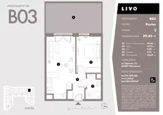 2 pokoje, mieszkanie 39,63 m², parter, oferta nr B03, Livo, Warszawa, Białołęka, Grodzisk, ul. Tajemna 12