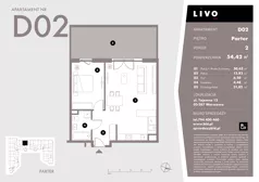 2 pokoje, mieszkanie 54,42 m², parter, oferta nr D02, Livo, Warszawa, Białołęka, Grodzisk, ul. Tajemna 12