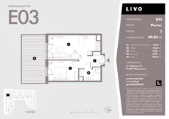 2 pokoje, mieszkanie 39,85 m², parter, oferta nr E03, Livo, Warszawa, Białołęka, Grodzisk, ul. Tajemna 12