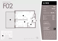 2 pokoje, mieszkanie 40,99 m², parter, oferta nr F02, Livo, Warszawa, Białołęka, Grodzisk, ul. Tajemna 12