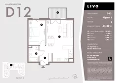2 pokoje, mieszkanie 54,42 m², piętro 1, oferta nr D12, Livo, Warszawa, Białołęka, Grodzisk, ul. Tajemna 12