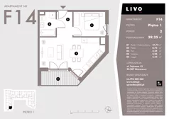 2 pokoje, mieszkanie 39,25 m², piętro 1, oferta nr F14, Livo, Warszawa, Białołęka, Grodzisk, ul. Tajemna 12